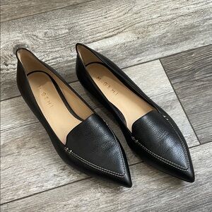M Gemi Black Leather Loafers for Women